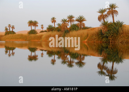 Umm salt al-Ma'a Lake, Ubari Wüste, Libyen Stockfoto
