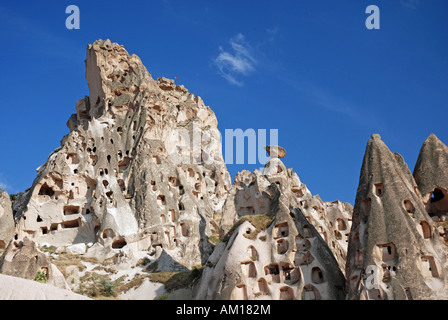 Tuff rock von Uchisar, in der Nähe von Göreme, Kappadokien, Türkei Stockfoto