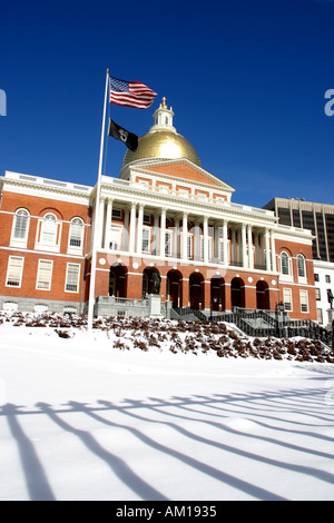 Massachusetts State House in Boston MA im Winter Stockfoto