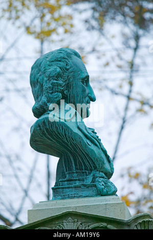Büste von Thomas Paine auf seinem Denkmal in New Rochelle, New York Stockfoto