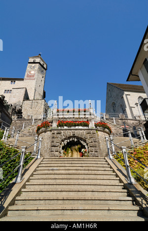 Rapperswil - Treppe zur Burg - Kanton St. Gallen, Schweiz, Europa. Stockfoto