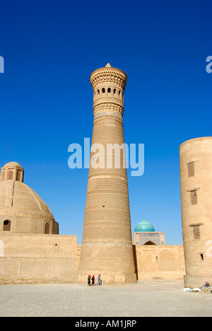 Hohen gemauerten Turm Minarett Kalon bei Moschee Kalon Buchara Usbekistan Stockfoto