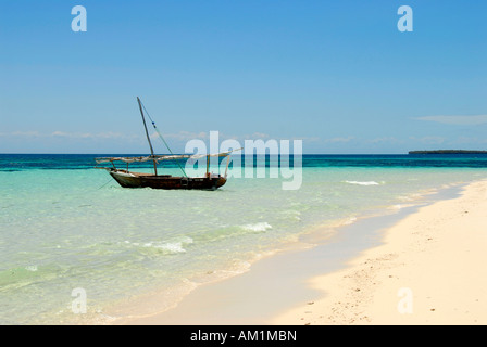 Traditionelle Segler an weiße Sandbank in der Nähe von Kizimkazi im Indischen Ozean Sansibar Tansania Stockfoto