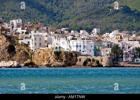 Blick auf die alte Stadt Eivissa, Ibiza, Balearen, Spanien Stockfoto