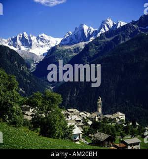 Geographie / Reisen, Schweiz, Graubünden, Soglio, Bergell, Übersichten, Ansicht, Übersicht, Bergdorf, Landschaft, Landschaften, m Stockfoto