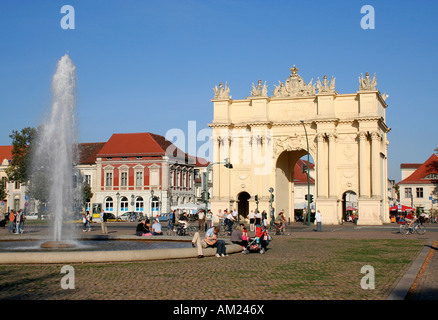 Brandenburger Tor und Luisenplatz Quadrat, Potsdam, Brandenburg, Deutschland Stockfoto