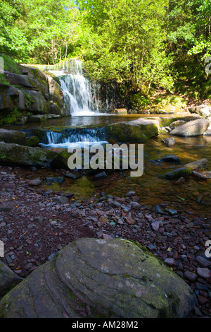 Wasserfall auf Caerfanell Blaen y Glyn Wanderungen Brecon Beacons Nationalpark Wales UK Stockfoto