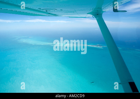 Luftaufnahme von Bimini-Inseln, von einem privaten Flugzeug, Bahamas, Caribbean Stockfoto