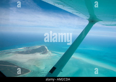 Luftaufnahme von Bimini-Inseln, von einem privaten Flugzeug, Bahamas, Caribbean Stockfoto