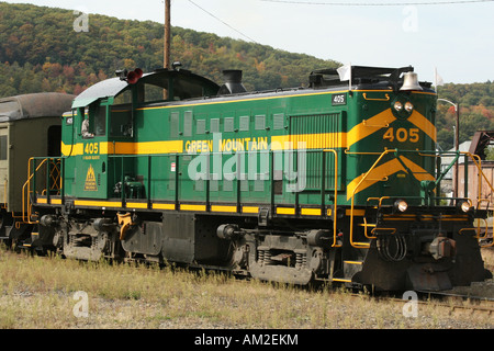 Lokomotive auf Green Mountain Flyer Touristenzug Balg fällt Vermont USA Stockfoto