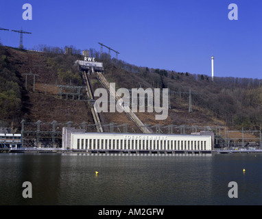 Geographie/Reisen, Deutschland, Nordrhein-Westfalen, Herdecke, Gebäude, Koepchenwerk, RWE Pumpspeicherwerk Hydro Power Station, Außenansicht, Baujahr: 1927 - 1930, Hengsteysee, Additional-Rights - Clearance-Info - Not-Available Stockfoto