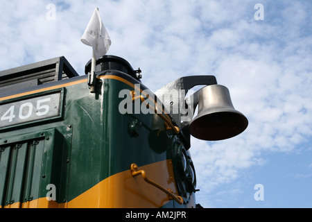 Nahaufnahme der Lokomotive auf Green Mountain Flyer Touristenzug Balg fällt Vermont USA Stockfoto