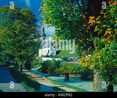 Bayerischen Kirche entlang in Ramsau, Deutschland Stockfoto