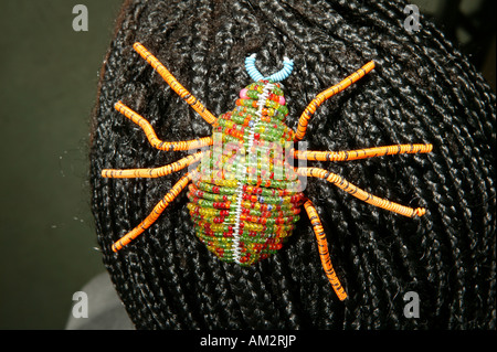 Haargesteck gemacht von Glasperlen, Spinne, Cape Town, Südafrika Stockfoto