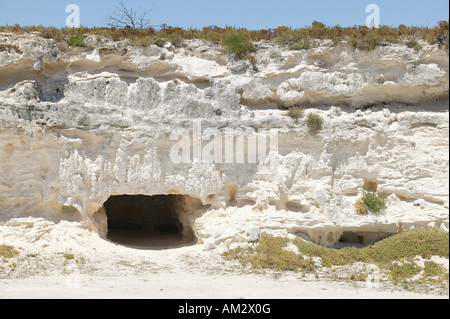 Höhle, Schneiden von Gefangenen auf die ehemalige Gefängnisinsel Robben Island, Südafrika Stockfoto