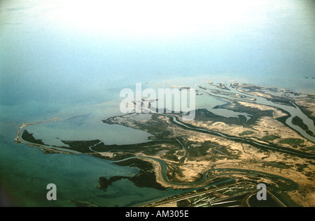 Anzeigen des Deltas Creats Fluss Axios Thessaloniki Nord Griechenland Landung Flughafen Makedonia Stockfoto