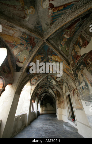 Kathedrale Kreuzgang, Arkaden und Gewölbe mit Fresken, Brixen, Südtirol, Italien Stockfoto