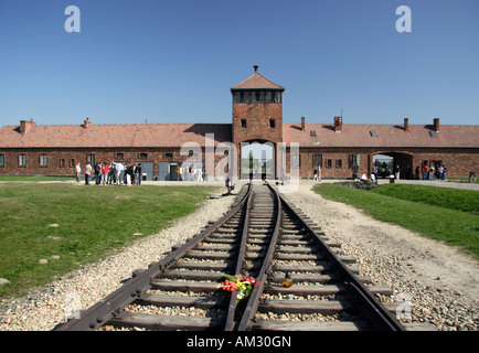 Der Wachturm in Auschwitz-Birkenau, Polen Stockfoto