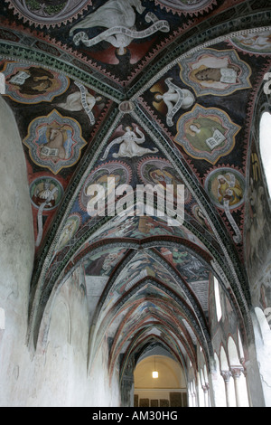 Kathedrale Kreuzgang, Arkaden und Gewölbe mit Fresken, Brixen, Südtirol, Italien Stockfoto