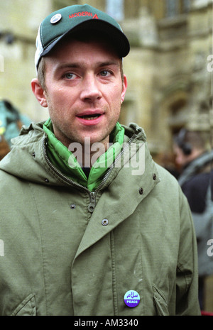 Damon Albarn Lead-Sänger der pop-Gruppe Blur auf Irak Friedensdemonstration. Stockfoto