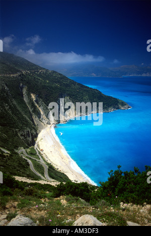 Myrtos Strand Kefalonia Griechenland Stockfoto