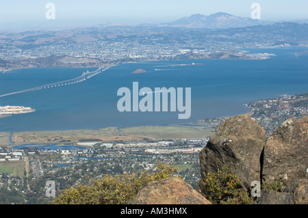 Blick nach Osten vom Mt. Tamalpais in Mt. Diablo Stockfoto