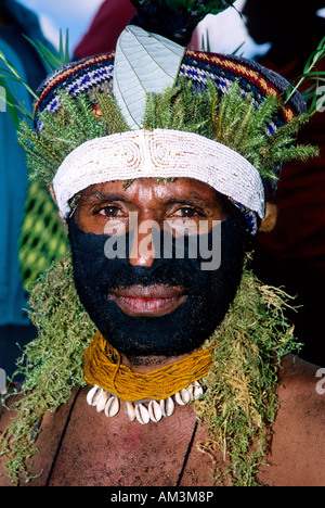 Eine singende Männer in Mount Hagen kulturelle zeigen Stockfoto