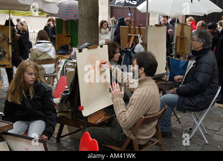 Straßenmaler am Place du Tertre Montmartre Paris Stockfoto