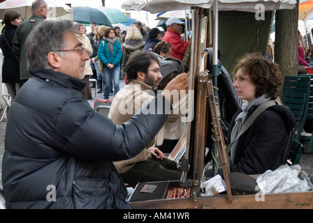 Straßenmaler am Place du Tertre Montmartre Paris France Stockfoto