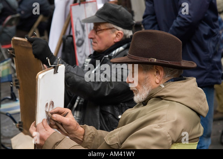 Straßenmaler am Place du Tertre Montmartre Paris France Stockfoto