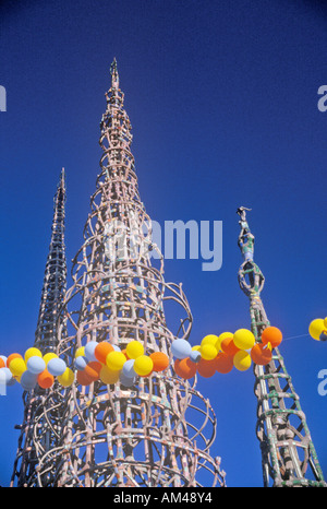 Watts Towers 20. Jahrestag des 1965 Ausschreitungen in Los Angeles Kalifornien Stockfoto