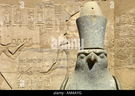 Horus Skulptur Ptolemic Tempel des Horus Edfu Ägypten Nordafrika Stockfoto