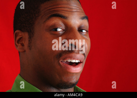 Afrikanische amerikanische Mann überrascht Stockfoto