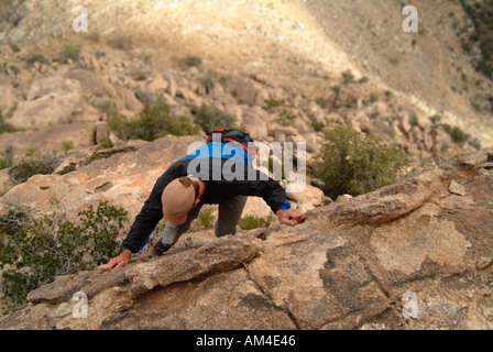 Mann Klettern ohne Seile in Arizona Stockfoto