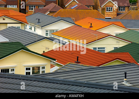 Ein Blick über die Dächer von ein Mobilheimpark. Bild von Jim Holden. Stockfoto