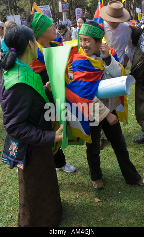 "Save Tibet" Demonstranten anlässlich der APEC-Gipfel in Sydney; Freiheit für Tibet; Tibeter; Tibetische Protest; politischer Protest; ein freies Tibet Stockfoto