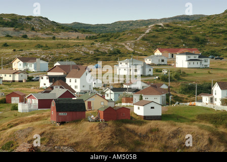 Ein kleines, karge, baumlose Neufundland Dorf Stockfoto