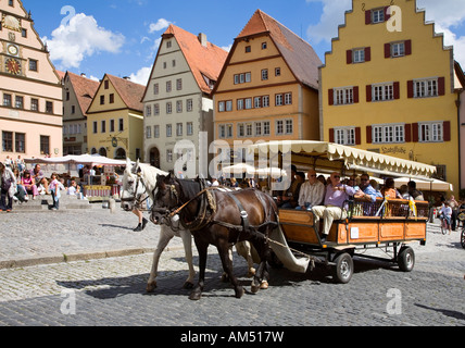 Pferd gezeichneten touristischen Sightseeing-Tour im wichtigsten Platz Rothenberg Ob der Tauber Deutschland Stockfoto