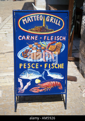 Kroatien Istrien Rovinj Restaurant Zeichen Stockfoto