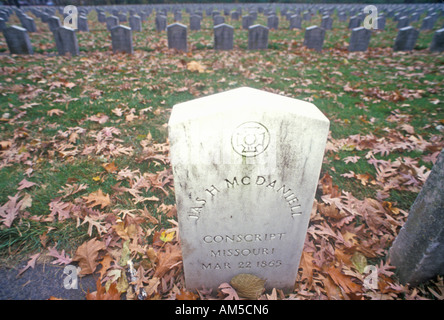 Grabstein in Confederate Cemetery Rock Island, Illinois Stockfoto