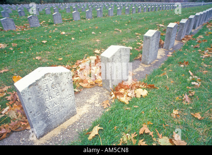 Grabsteine in Confederate Cemetery Rock Island, Illinois Stockfoto