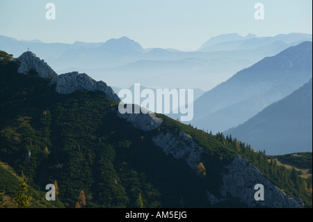 Blick vom Jenner Berg ins Salzburger Land (Bundesland Salzburg), Berchtesgaden, Oberbayern, Deutschland Stockfoto