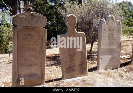 Grabsteine auf der Isle of the Dead in der historischen Stätte Port Arthur, Tasmanien, Australien Stockfoto