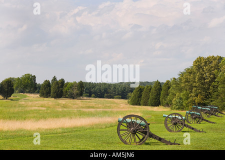 Manassas National Battlefield Park. Batterie aus verschiedenen Bronze gegossen Napoleons Kanonen und Parrot-Geschütze. Am Bull Run. Stockfoto