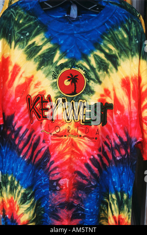 Bunte-Key West-T-Shirt auf dem Display vor einem Geschäft, Key West, Florida, USA Stockfoto