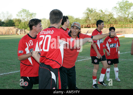 Neuland Mennonite Team Fußball, Fußballspieler, Loma Plata, Chaco, Paraguay, Südamerika Stockfoto