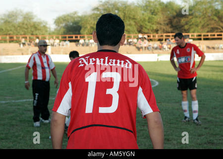 Neuland Mennonite Nationalmannschaft Fußball, Fußballspieler, Loma Plata, Chaco, Paraguay, Südamerika Stockfoto