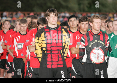 Neuland Mennonite Team Fußball, Fußballspieler, Loma Plata, Chaco, Paraguay, Südamerika Stockfoto