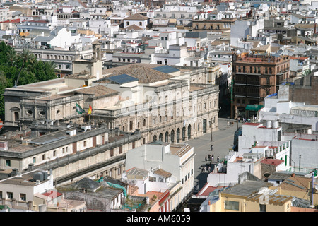 Sevilla Spanien Luftbild in Richtung Rathaus Stockfoto