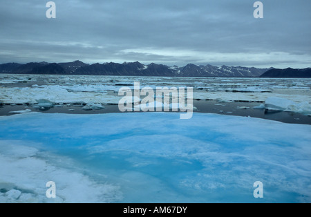 Packen Sie Eis auf Hinlopenstreet, Spitzbergen, Svalbard, Arktis, Norwegen Stockfoto